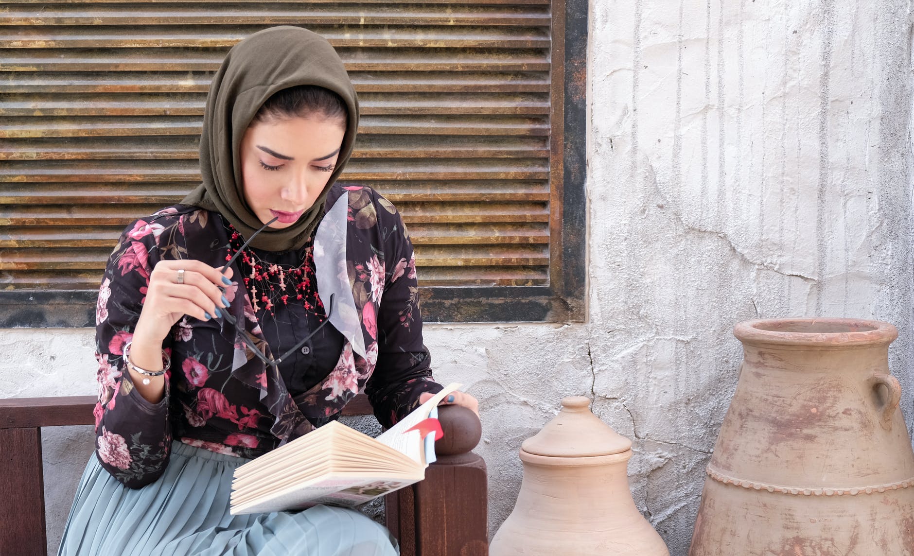 woman reading a book