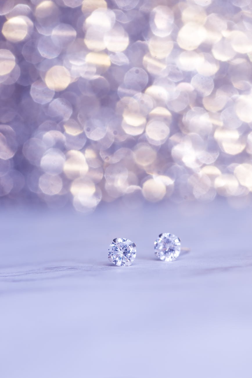 close up photo of diamond earings