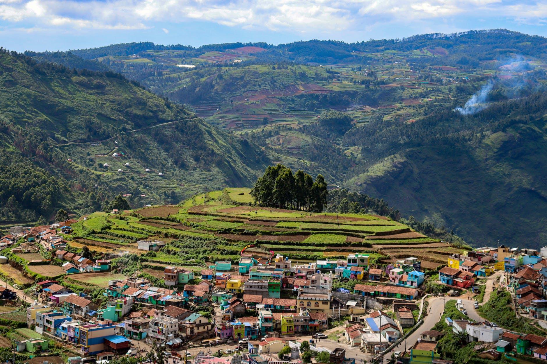 aerial photography of a town in india