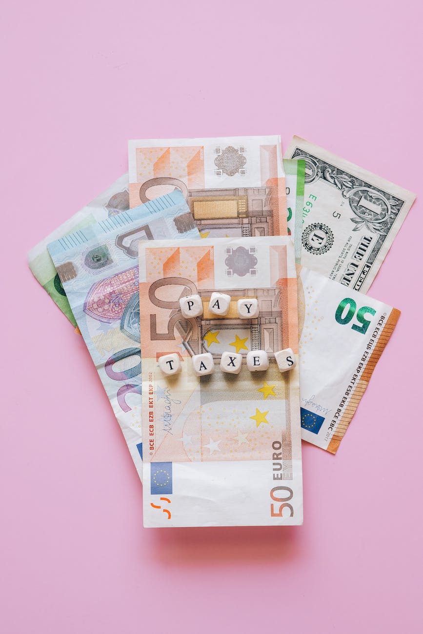 bank notes on pink background