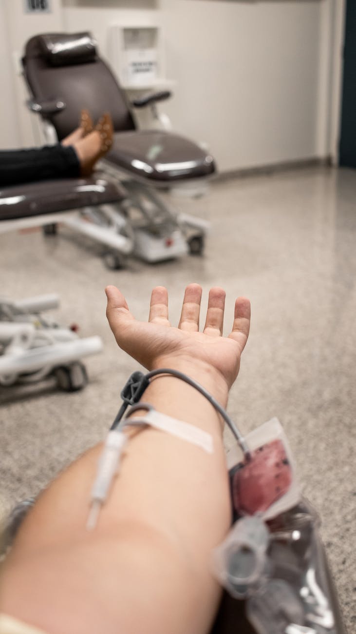 a person donating blood