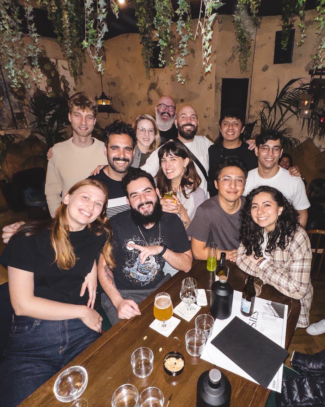 get together of friends on a bar