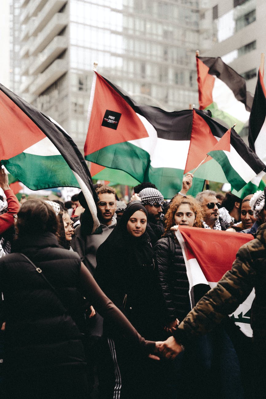 people on a demonstration in palestine