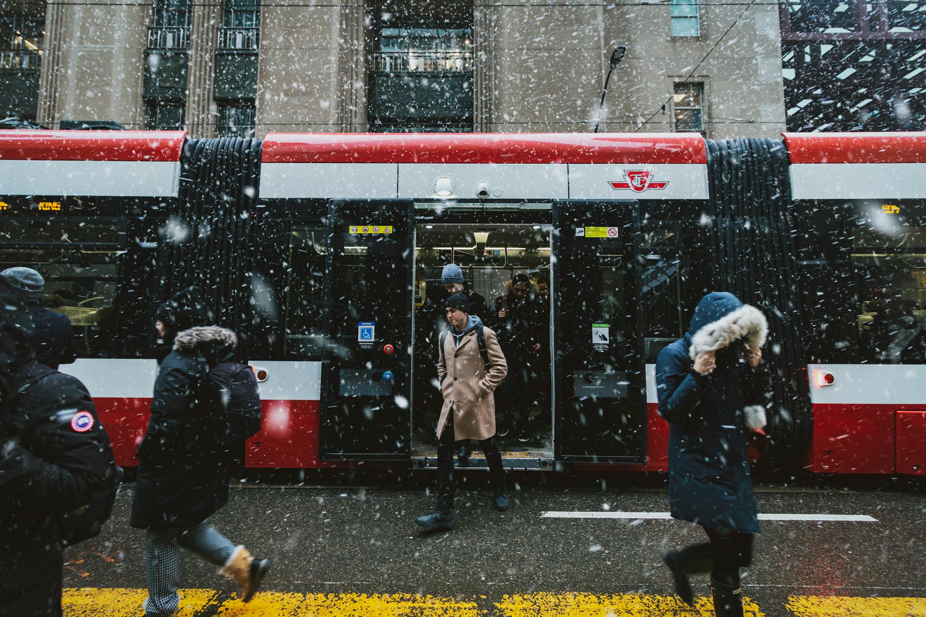 people walking near train