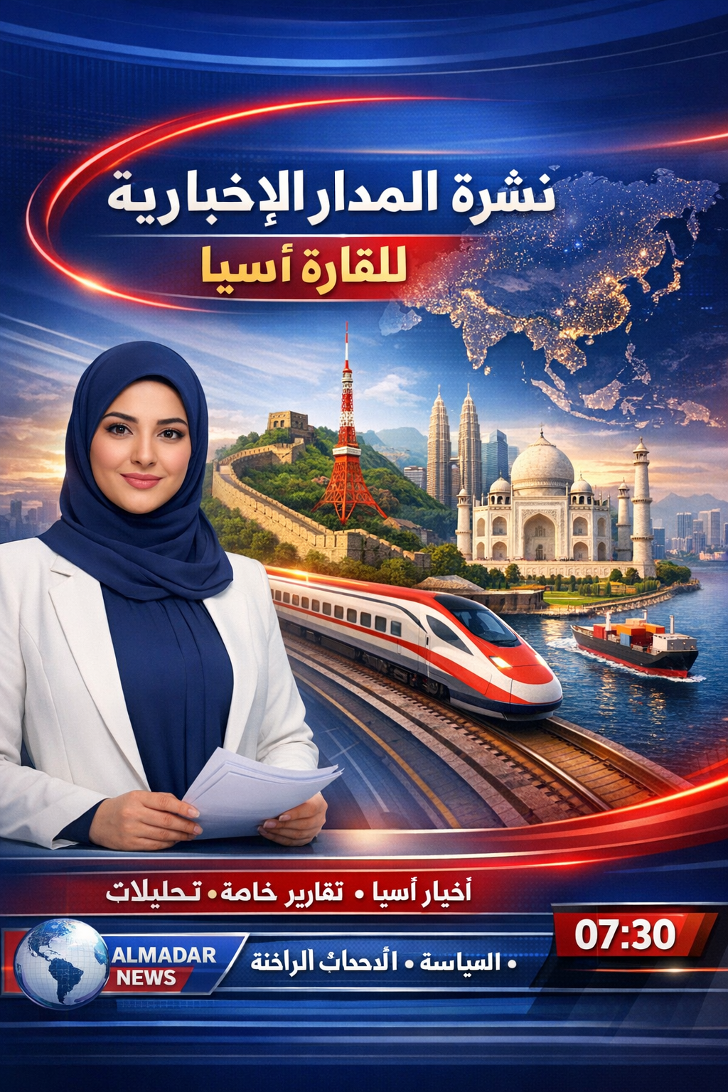 نشرة المدار أخبارية للقارة  آسيا