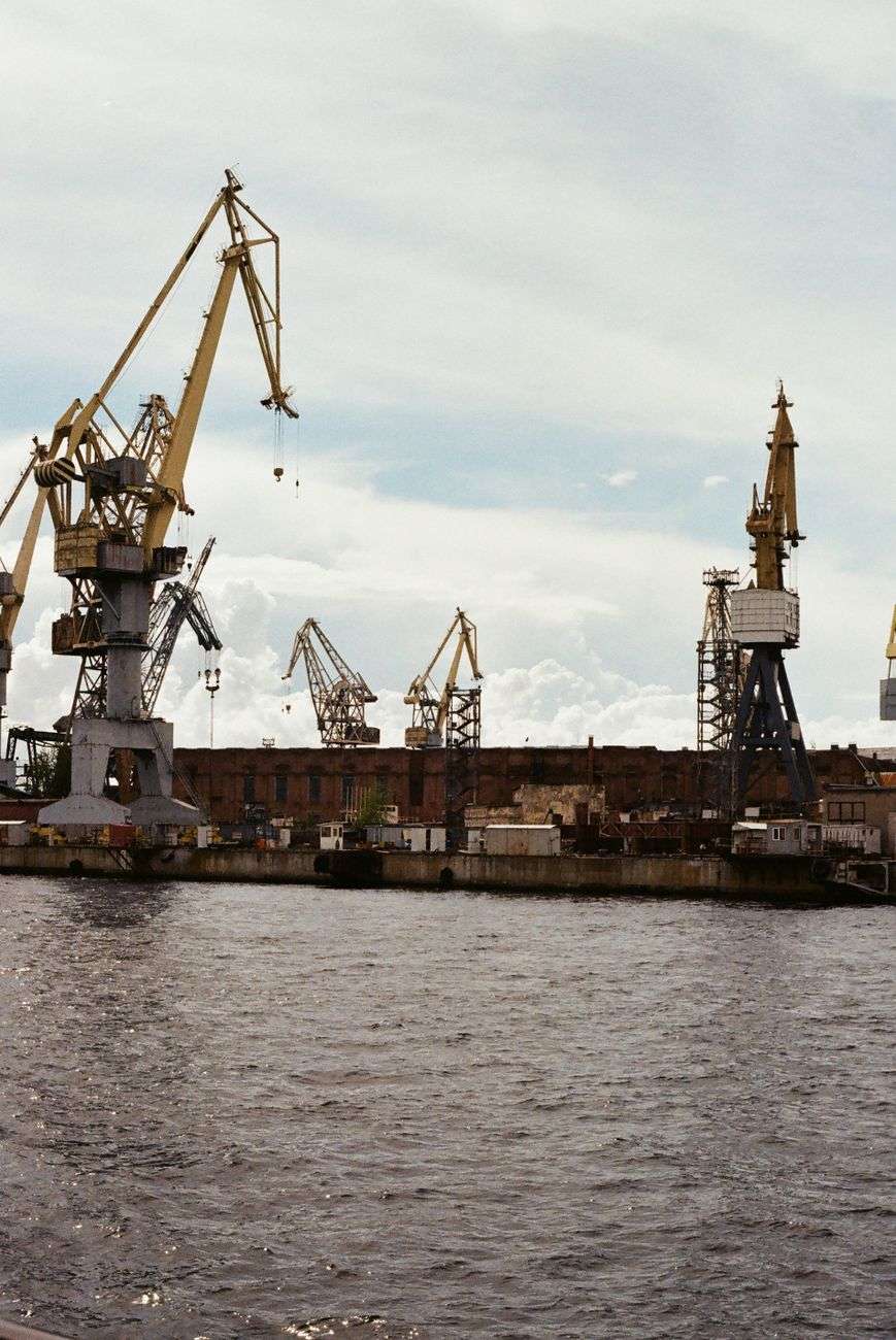 cranes in harbor