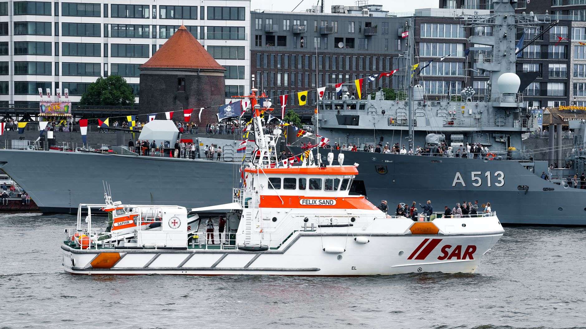 vibrant harbor scene during hamburg port celebration
